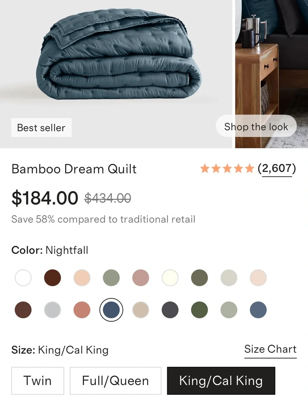 NWOT Luxury Ocean Bamboo Dream Quilt - Retail $184